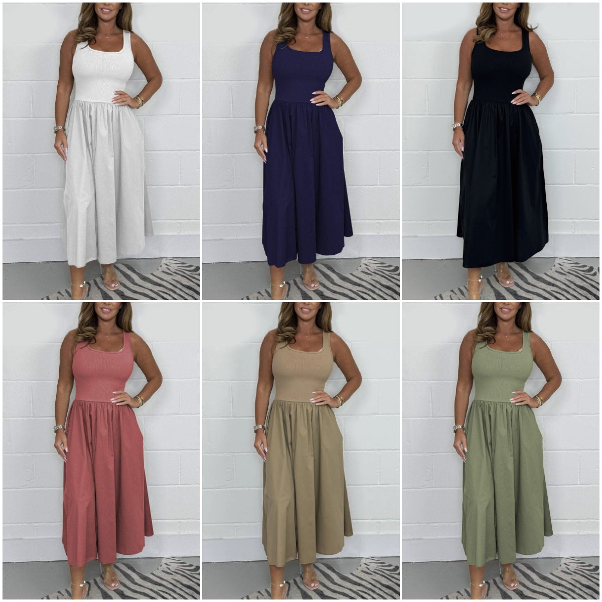 2025🌷Vestido casual sin mangas de color liso para mujer-ES