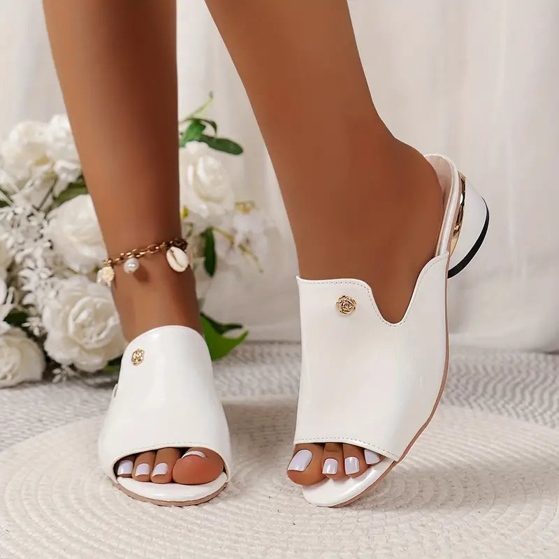 😍Último día con 50% de descuento😍 - Sandalias ortopédicas de piel de moda para mujer con puntera abierta y tacón grueso-ES