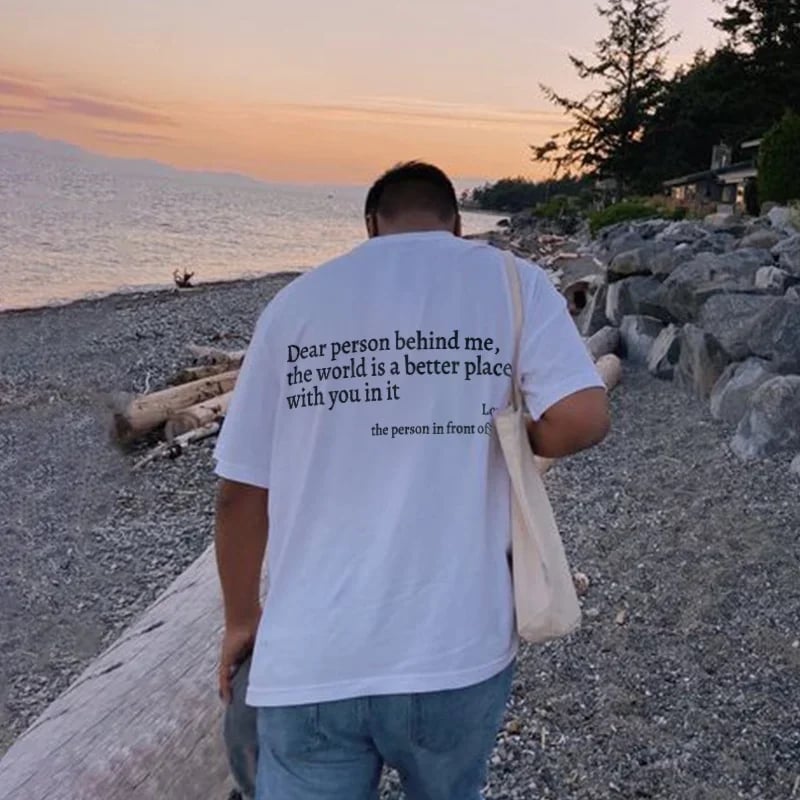 💥Νέο unisex μπλουζάκι με την στάμπα "Αγαπητό άτομο πίσω μου" σε μεγάλο μέγεθος από το 2025-GR