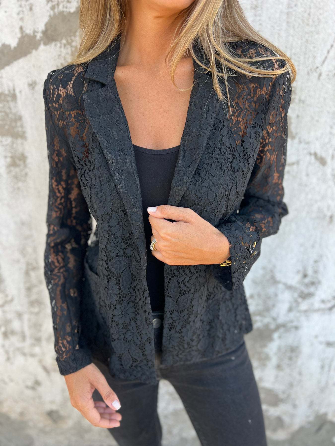 Chaqueta de malla de encaje continuo-ES