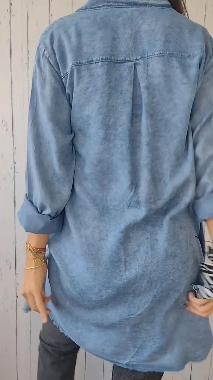 Camisa vaquera cómoda con abrigo largo-ES