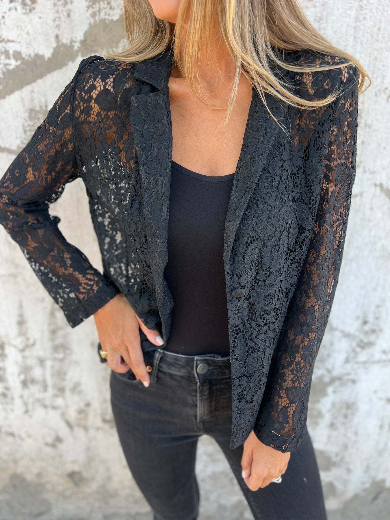 Chaqueta de malla de encaje continuo-ES