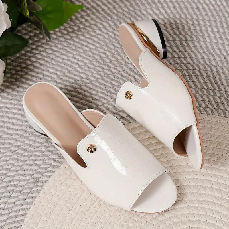 😍Último día con 50% de descuento😍 - Sandalias ortopédicas de piel de moda para mujer con puntera abierta y tacón grueso-ES
