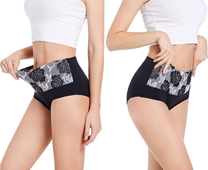 Braguita de cintura alta con control abdominal, a prueba de fugas-ES