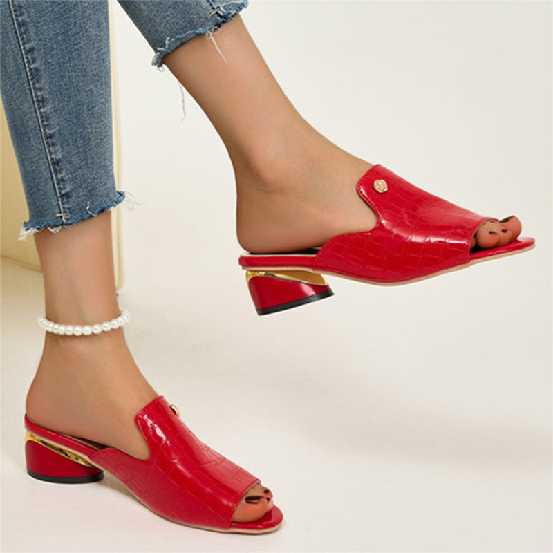 😍Último día con 50% de descuento😍 - Sandalias ortopédicas de piel de moda para mujer con puntera abierta y tacón grueso-ES