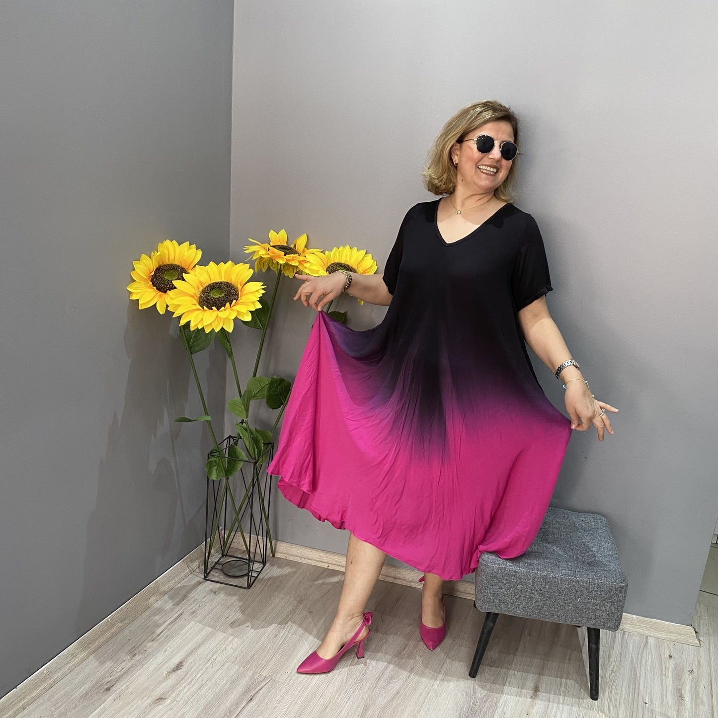 👗 Itališka atsitiktinė maxi suknelė su gradiento spalva