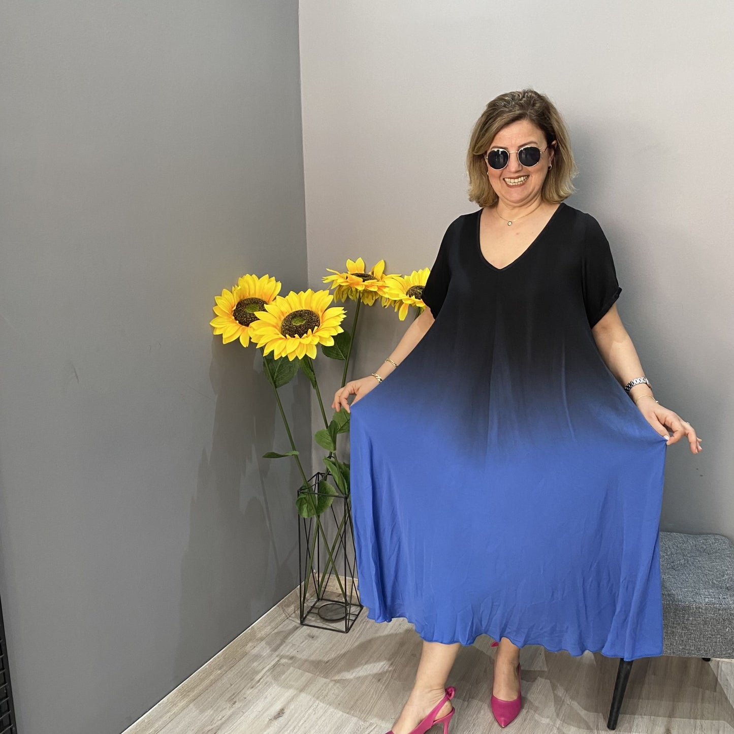 👗 Itališka atsitiktinė maxi suknelė su gradiento spalva