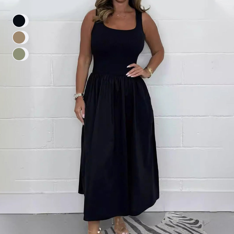 2025🌷Vestido casual sin mangas de color liso para mujer-ES
