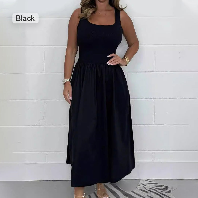 2025🌷Vestido casual sin mangas de color liso para mujer-ES
