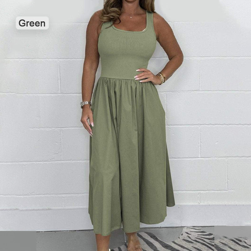 2025🌷Vestido casual sin mangas de color liso para mujer-ES