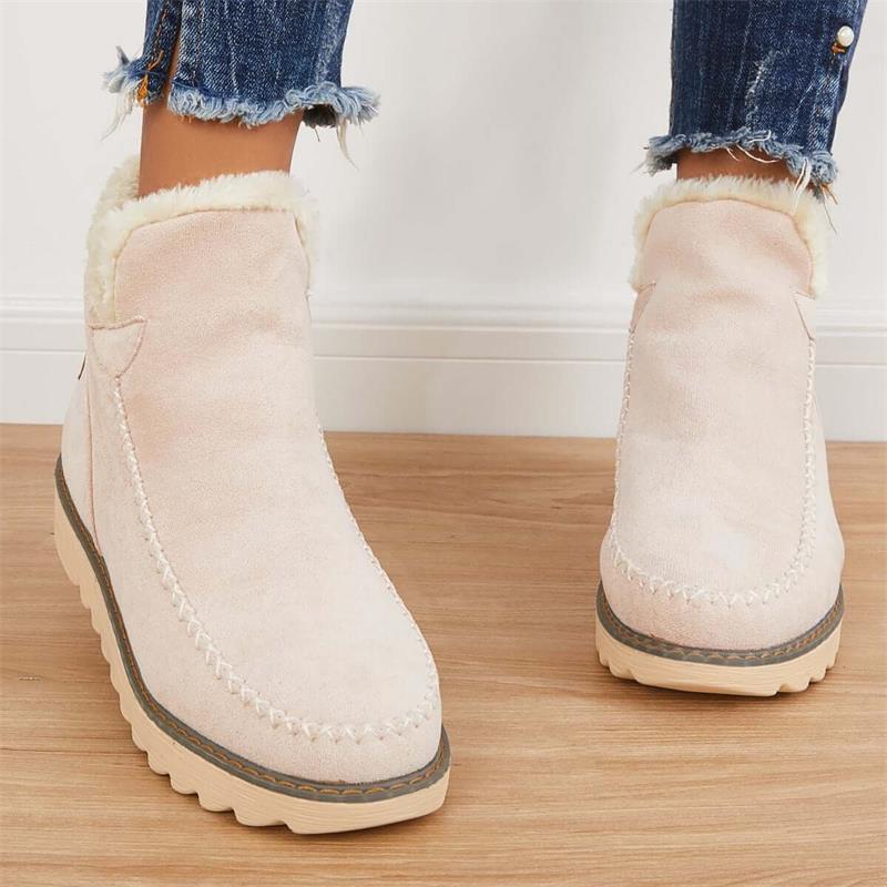 Botas de nieve clásicas hasta el tobillo para mujer con suela antideslizante-ES