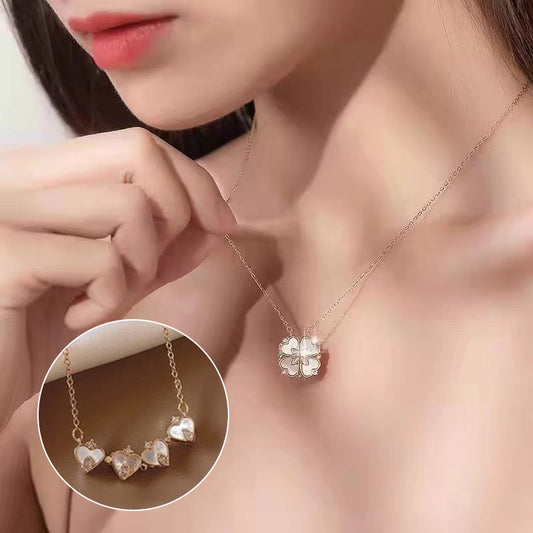 Collar con micro engaste de perlas y circonitas, forma cuarto de concha-ES