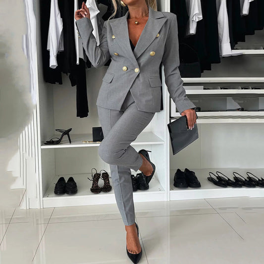 Conjunto de chaqueta y pantalón cruzado de mujer-ES