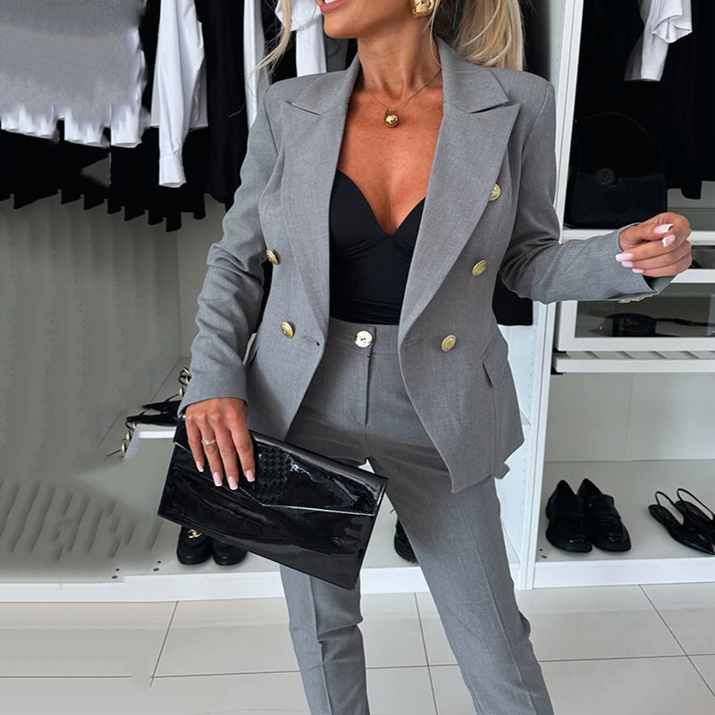 Conjunto de chaqueta y pantalón cruzado de mujer-ES
