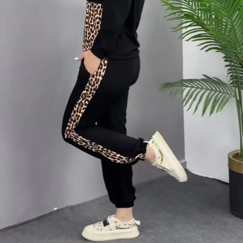 Conjunto de suéter de dos piezas con estampado de leopardo-ES