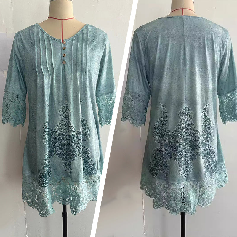 Elegante vestido de mujer con media manga y escote profundo.-ES