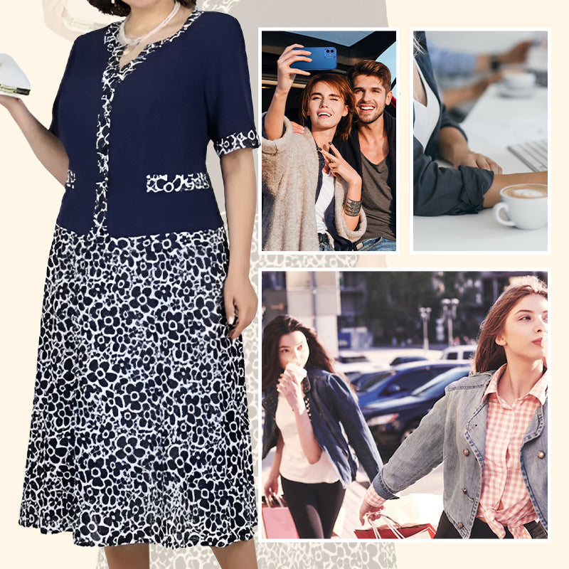 Elegante vestido de dos piezas de imitación para mujer con estampado floral.-ES
