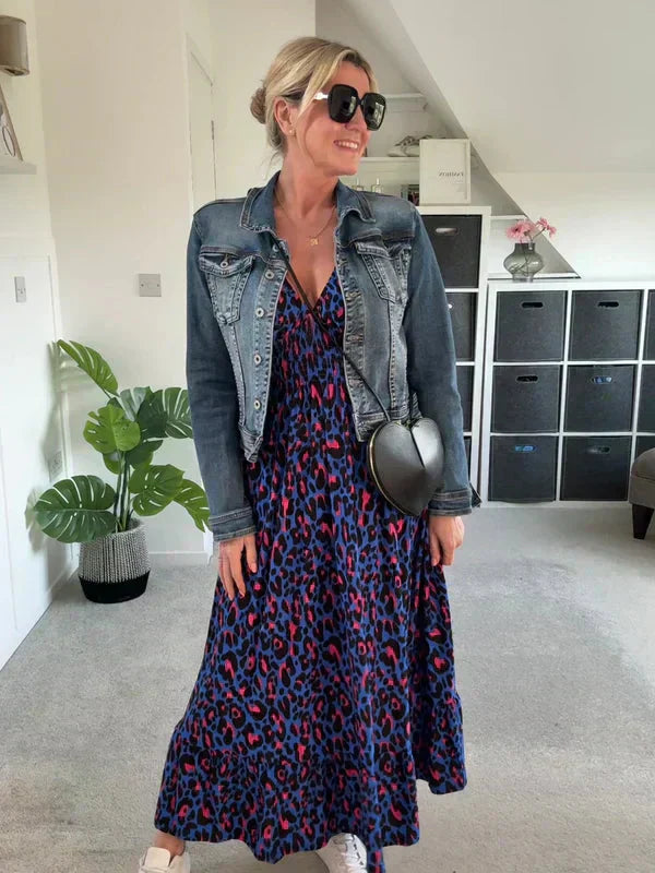 💥🔥Vestido plisado con estampado de leopardo-ES