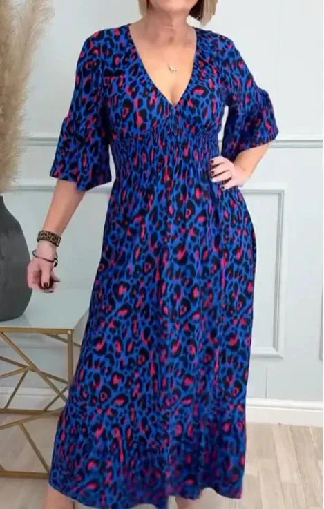 💥🔥Vestido plisado con estampado de leopardo-ES