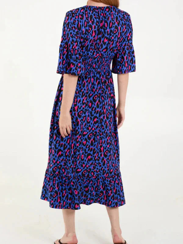 💥🔥Vestido plisado con estampado de leopardo-ES