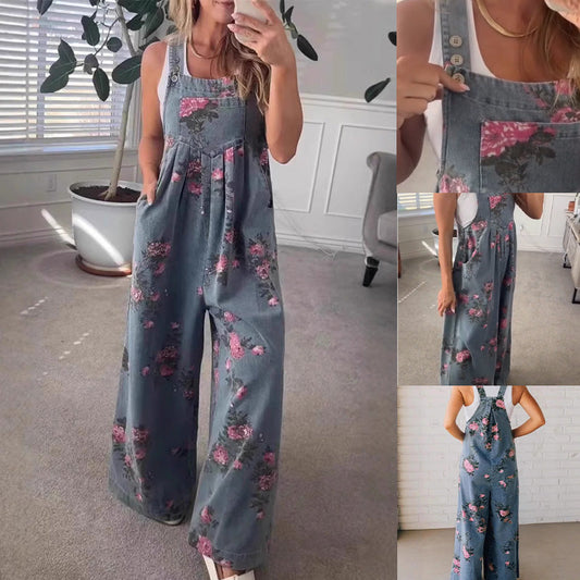💗Καλοκαιρινές προσφορές✨Γυναικεία τζιν ολόσωμη φόρμα με στάμπα-GR