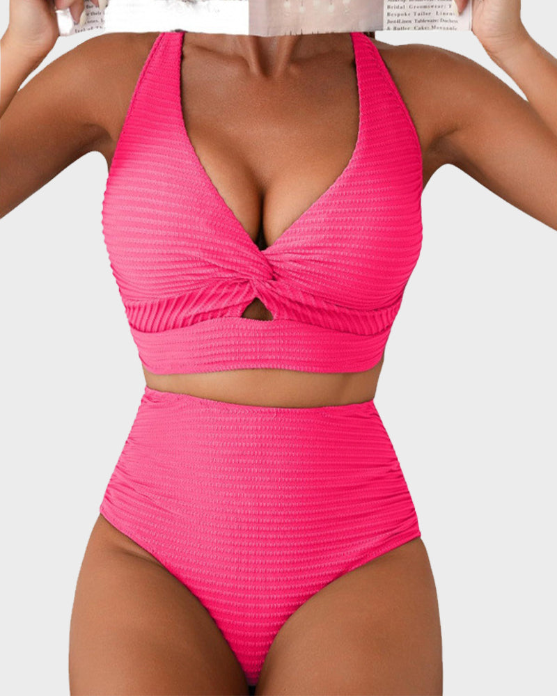 Conjunto de bikini de cintura alta-ES