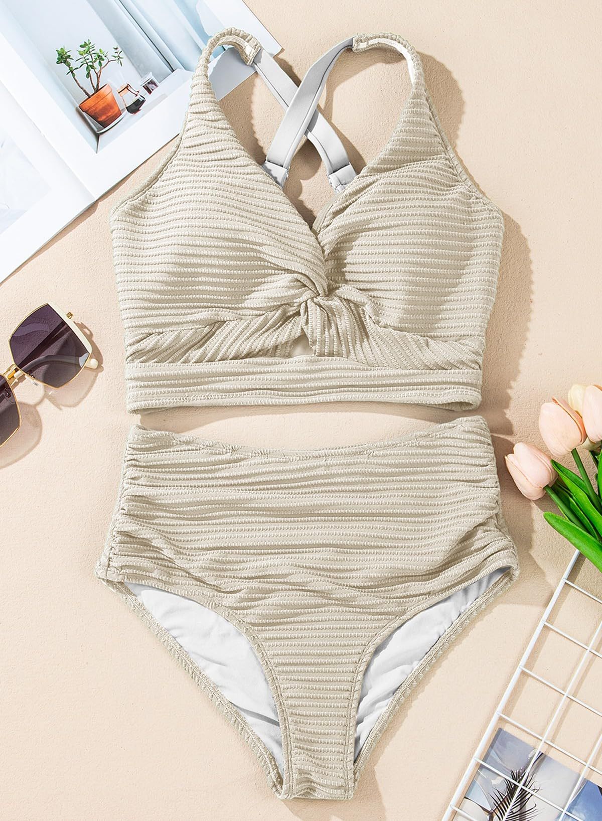 Conjunto de bikini de cintura alta-ES