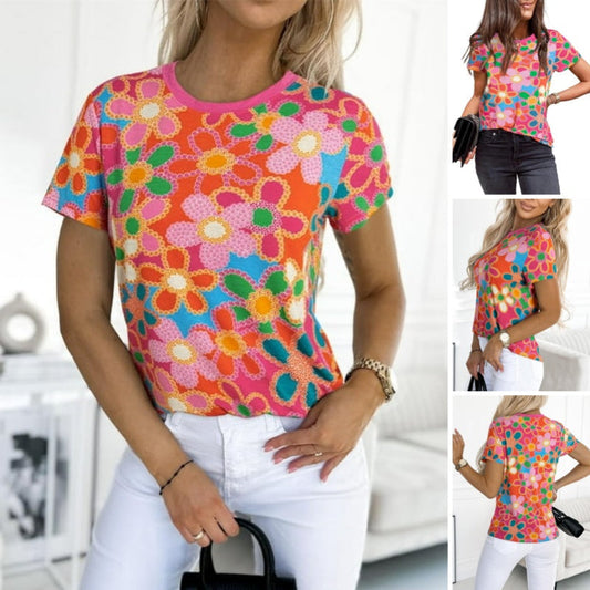 Camiseta rosa con estampado floral para mujer-ES