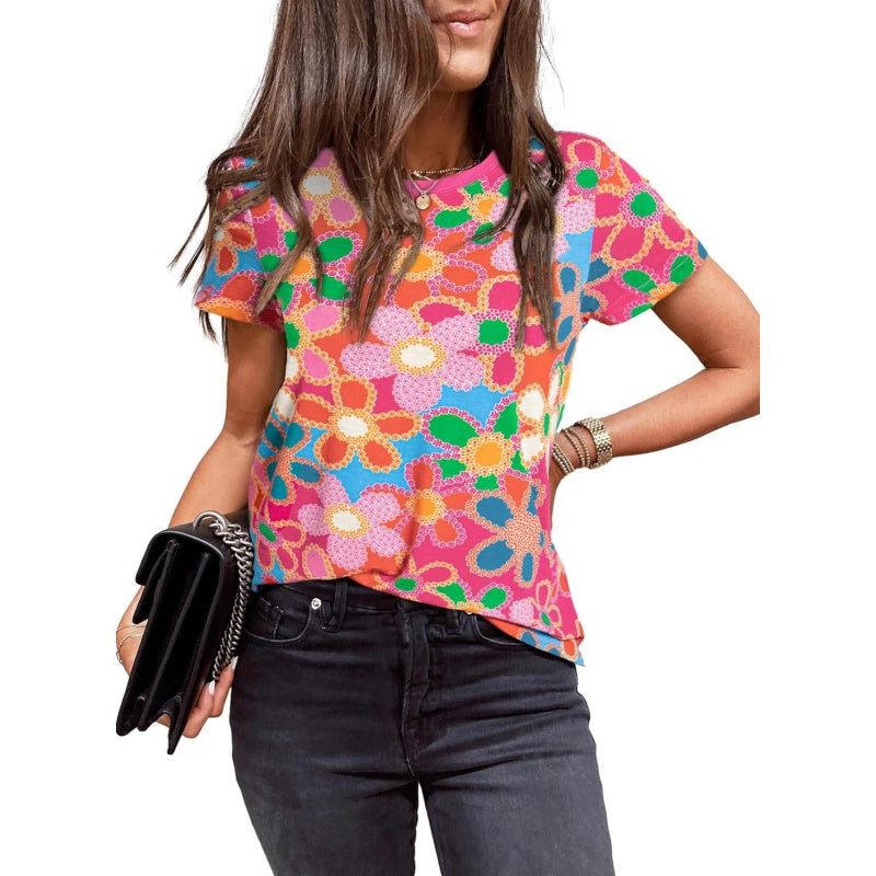 Camiseta rosa con estampado floral para mujer-ES