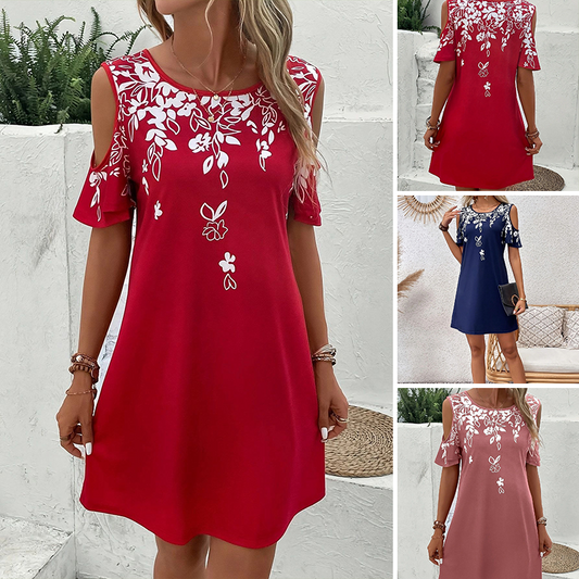 🌼【S-2XL】Midi haljina s cvjetnim printom i izrezanim rukavima-HR