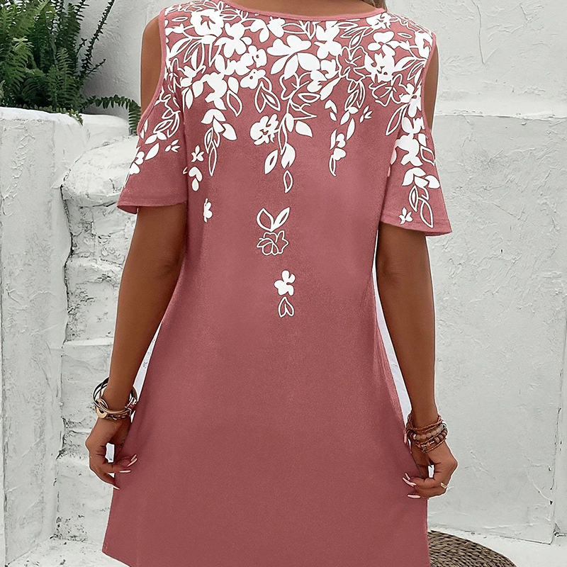 🌼【S-2XL】Midi obleka s cvetličnim potiskom in izrezanimi rokavi-SI