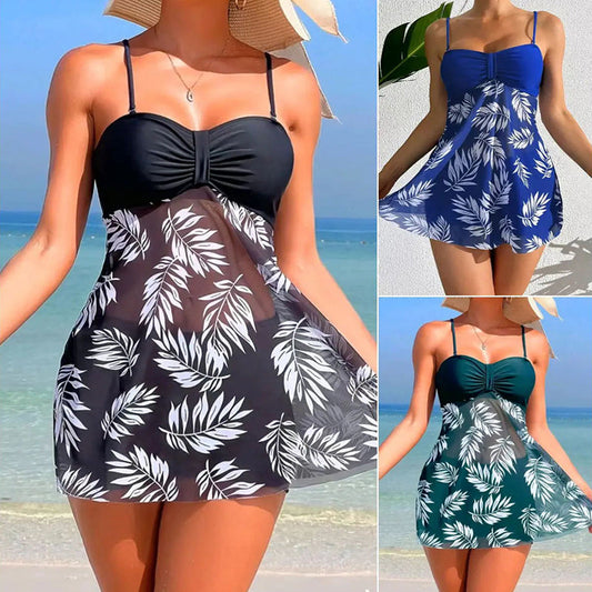🌴👙Traje de baño estampado de dos piezas para mujer (incluye short con tirantes)-ES