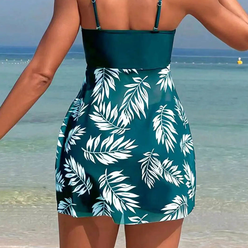 🌴👙Traje de baño estampado de dos piezas para mujer (incluye short con tirantes)-ES