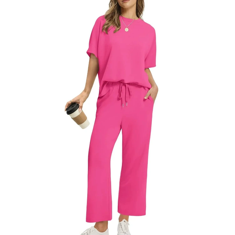 Conjunto de top y pantalón casual suave para mujer-ES