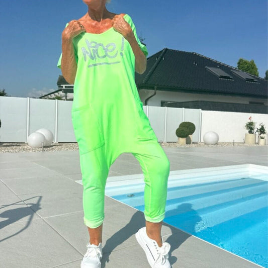 💖【S~5XL】Mono casual de talla grande con letras estampadas para mujer con bolsillos-ES