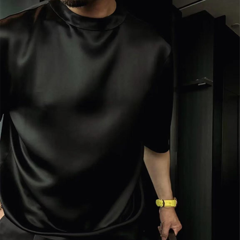 Conjunto casual de dos piezas de blusa y bermuda monocromáticas para hombre-ES