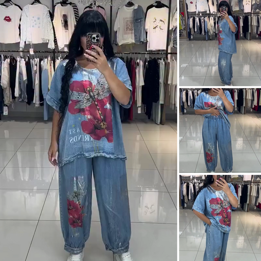 Conjunto estampado mujer, top y pantalón-ES