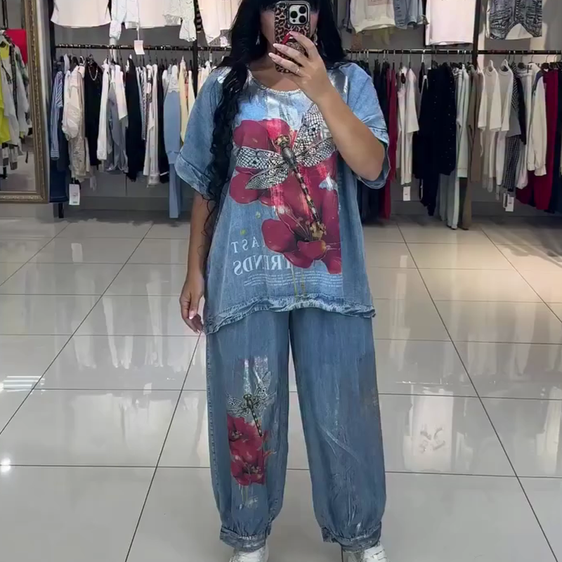 Conjunto estampado mujer, top y pantalón-ES
