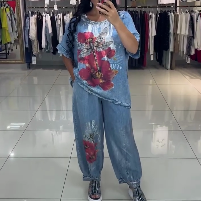 Conjunto estampado mujer, top y pantalón-ES