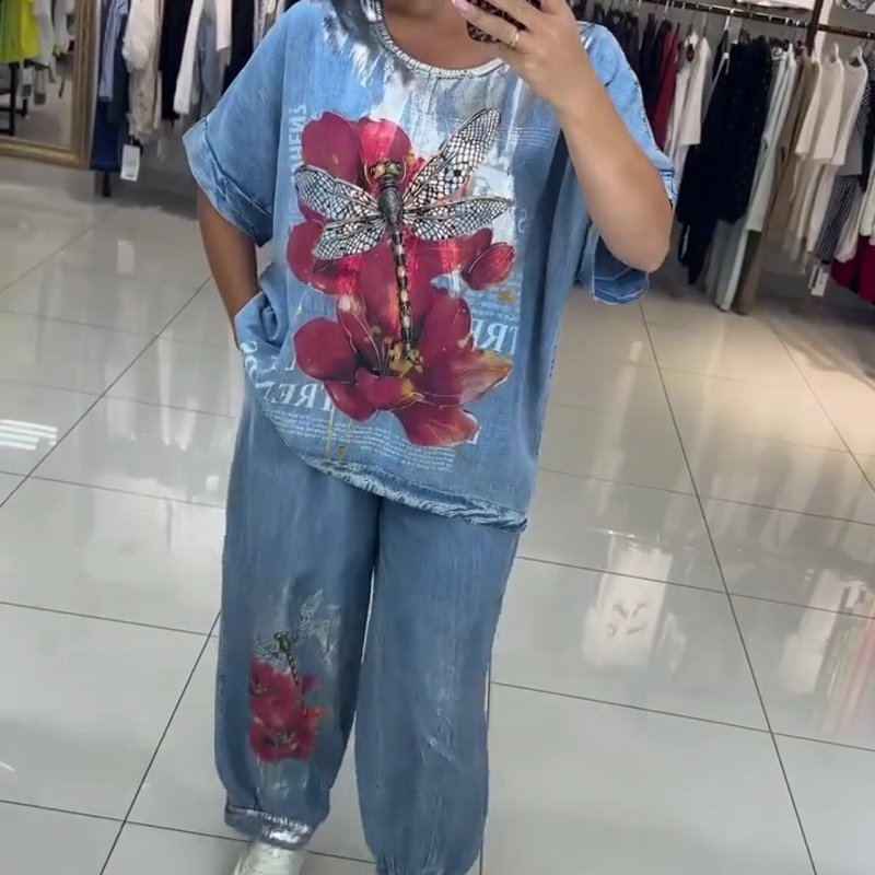 Conjunto estampado mujer, top y pantalón-ES